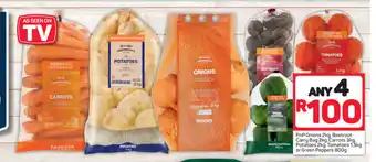 Pick n Pay PnP Onions 2kg, Beetroot Carry Bag 2kg, Carrots 3kg, Potatoes 2kg, Tomatoes 1.5kg or Green Peppers 800g offer