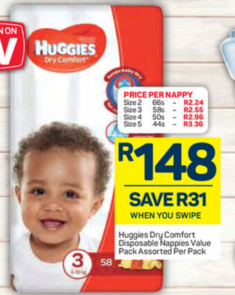 Pick n Pay Huggies Dry Comfort Disposable Nappies Value Pack Assorted per pack offer