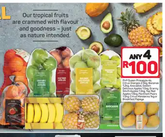 Pick n Pay PnP Queen Pineapple 4s, Citrus Oranges 2.5kg, Bananas 1.2kg, Golden Apples 1.5kg, Granny Smith Apples 1.5kg Red Apples Pears offer
