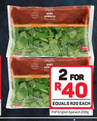 Pick n Pay PnP English Spinach 200g offer