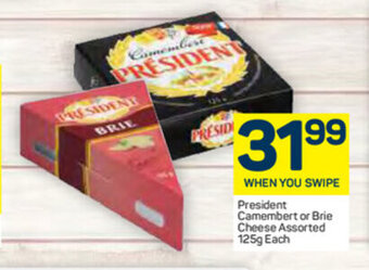 Pick n Pay President Camembert or Brie Cheese Assorted 125g each offer