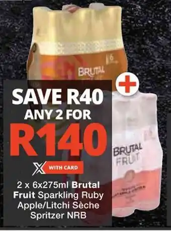2 x 6x275ml Brutal Fruit Sparkling Ruby Apple/Litchi Sèche Spritzer NRB