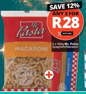 Checkers 2 x 500g Mr. Pasta Spaghetti/Macaroni offer