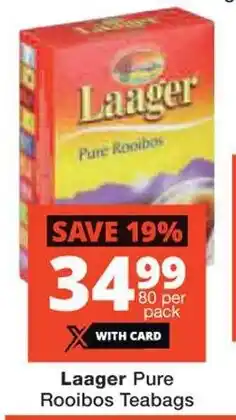 Checkers Laager Pure Rooibos Teabags offer