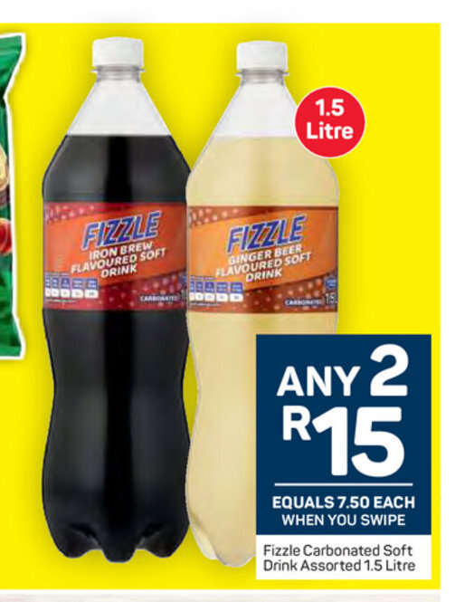Fizzle Carbonated Soft Drink Assorted 1.5 Litre offer at Pick n Pay
