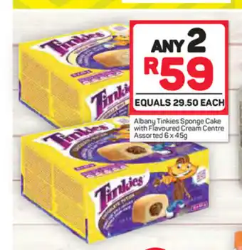 Pick n Pay Albany Tinkies Sponge Cake with Flavoured Cream Center Assorted 6x45g offer
