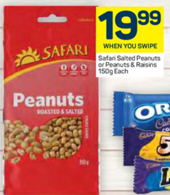 Pick n Pay Safari Salted Peanuts or Peanuts & Raisins 150g each offer