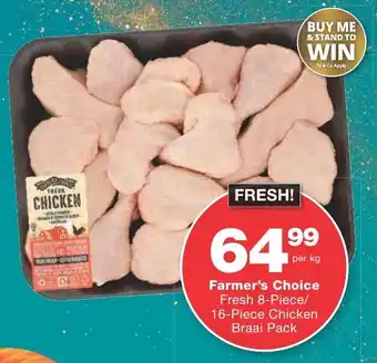 Checkers Farmer's Choice Fresh 8-Piece/ 16-Piece Chicken Braai Pack offer