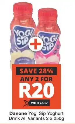 Danone Yogi Sip Yoghurt Drink All Variants 2 x 250g