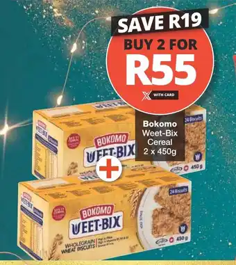 Checkers Bokomo Weet-Bix Cereal 2x450g offer