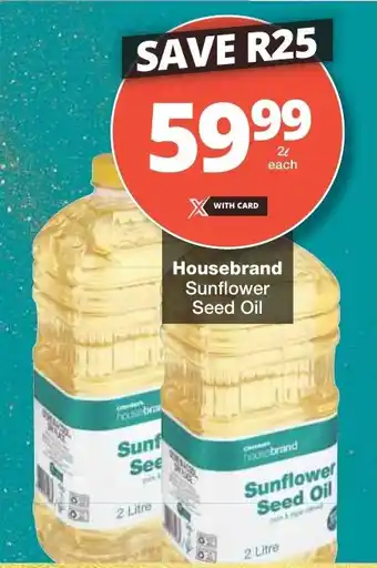 Checkers Housebrand Sunflower Seed Oil 2 Litre offer