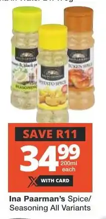Checkers Ina Paarman's Spice/ Seasoning All Variants offer