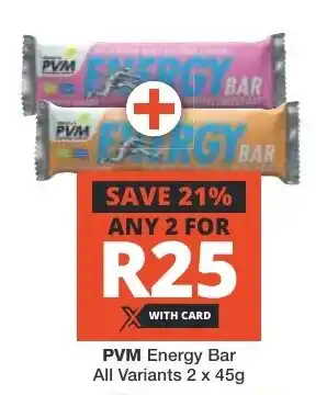 Checkers PVM Energy Bar All Variants 2 x 45g offer