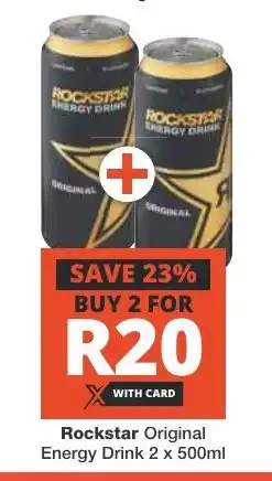 Checkers Rockstar Original Energy Drink 2 x 500ml offer