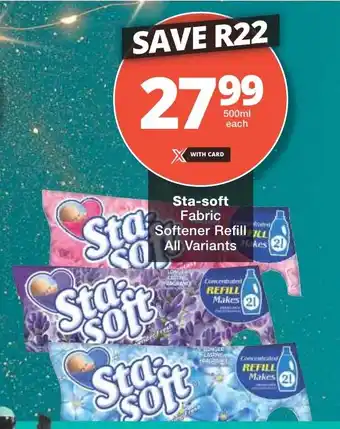 Checkers Sta-soft Fabric Softener Refill All Variants offer