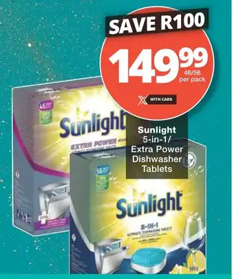 Checkers Sunlight 5-in-1/ Extra Power Dishwasher Tablets offer