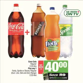 Spar Coca Cola Regular 2.25 litre Plus any 1 Fanta, Sprite or Stoney Regular (Excl. Lite, Diet and Zero Range) offer