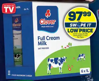 Pick n Pay Clover Long Life Milk Assorted 6x1Litre Per Pack offer