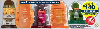 Pick n Pay PnP All Purpose Potatoes 2kg, Onions 1.5kg, Beetroot Bulk Pack3kg, Carrots 3kg, Brinjals Bulk Pack or Bulk Green Peppers 800g offer