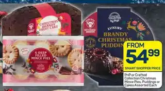 Pick n Pay PnP or Crafted Collection Christmas Mince Pies, Puddings or Cakes Assorted Each offer