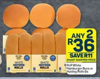 Pick n Pay PnP White Hamburger Buns or Hotdog Rolls 6s offer