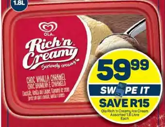 Pick n Pay Ola Rich 'n Creamy Ice Cream Assorted 1.8 Litre Each offer
