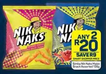 Pick n Pay Simba Nik Naks Maize Snack Assorted 135g offer