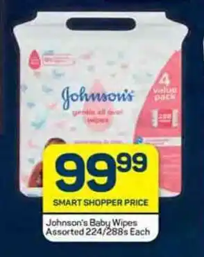 Pick n Pay Johnson's Baby Wipes Assorted 224/288s Each offer