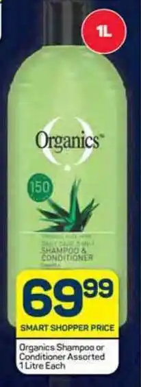 Pick n Pay Organics Shampoo or Conditioner Assorted 1 Litre Each offer