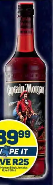 Pick n Pay Captain Morgan Black Jamaica Rum 750ml offer