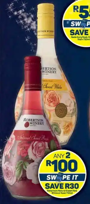 Pick n Pay Robertson Natural Sweet Red White or Rosé 750ml offer