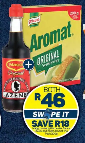 Pick n Pay Maggi Lazenby Worcester Sauce 250ml and Knorr Aromat Trio Pack 200g offer