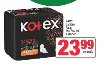 Spar Kotex Sanitary Pads 7s/8s/10s Assorted offer