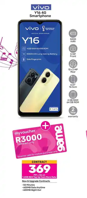 Game Vivo Y16 4G Smartphone offer