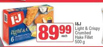 Spar I&J Light & Crispy Crumbed Hake Fillet 500g offer