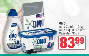 Spar OMO Auto Comfort 2 kg, Auto Liquid 1.5 litre Capsules 385 ml offer