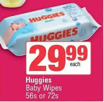 Spar Huggies Baby Wipes 56s or 72s offer