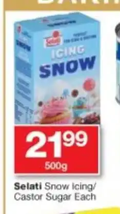 Checkers Selati Snow Icing/Castor Sugar Each 500g offer