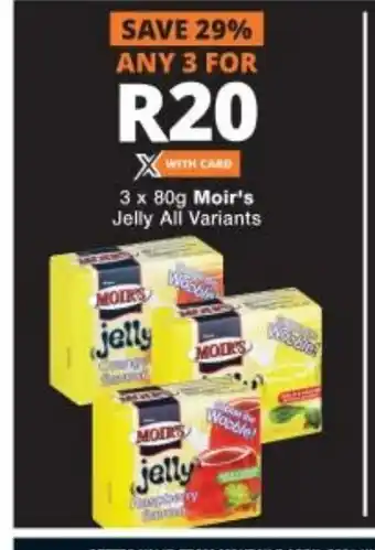 Checkers 3x80g Moir's Jelly All Variants offer