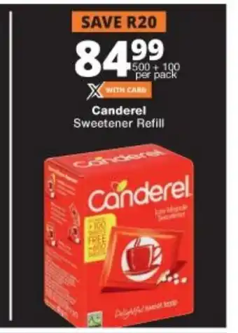 Checkers Canderal Sweetener Refill 500+100 per pack offer