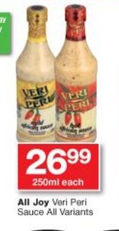 Checkers All Joy Veri Peri Sauce All Variants 250ml offer