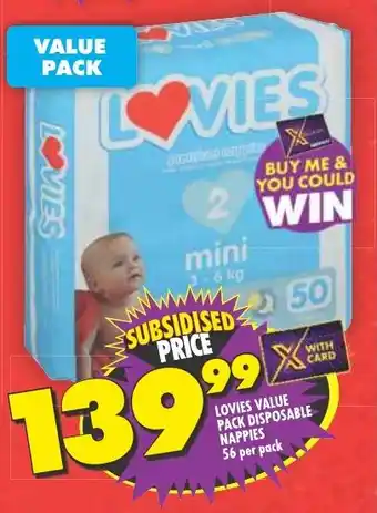 Shoprite LOVIES VALUE PACK DISPOSABLE NAPPIES 56 per pack offer