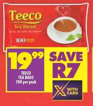Shoprite TEECO TEA BAGS 100 per pack offer