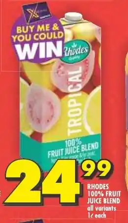 Shoprite RHODES 100% FRUIT JUICE BLEND all variants 1L each offer