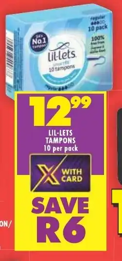 Shoprite LIL-LETS TAMPONS 10 per pack offer