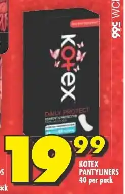 Shoprite KOTEX PANTYLINERS 40 per pack offer