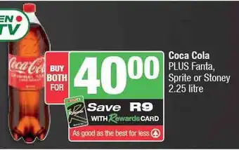 Spar Coca Cola PLUS Fanta, Sprite or Stoney 2.25 litre offer