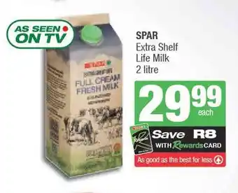 Spar SPAR Extra Shelf Life Milk 2 litre offer