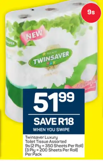 Pick n Pay Twinsaver Luxury Toilet Tissue Assorted 9s offer