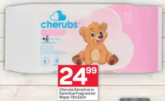 Pick n Pay Cherubs Sensitive or Sensitive Fragranced Wipes 72s offer